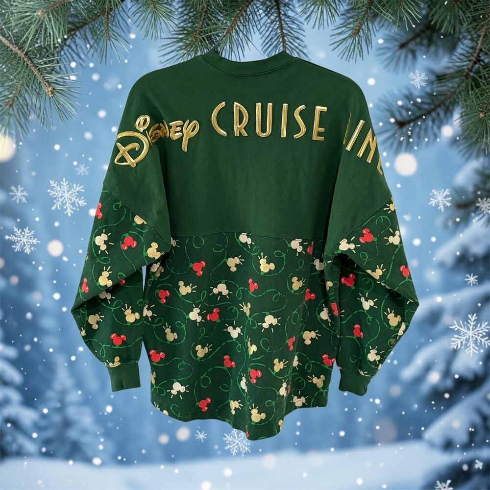 Disney Cruise Line Mickey Holiday Lights Top Spirit Jersey Christmas Size Small